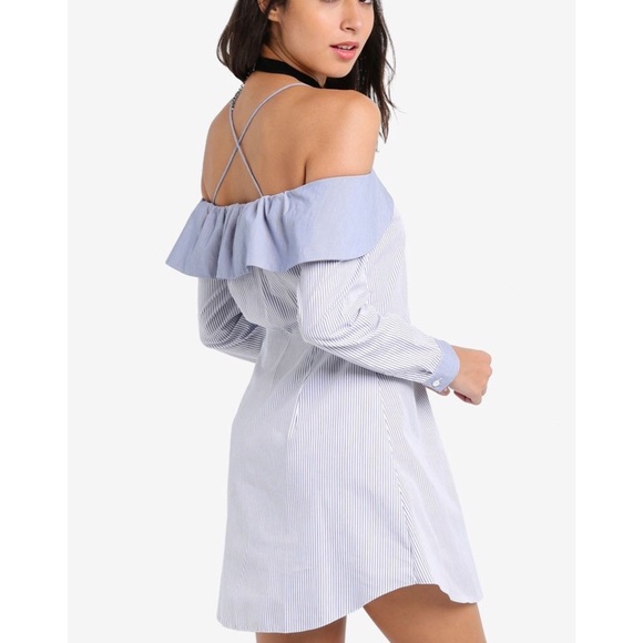 TOPSHOP STRIPE SHIRT DRESS - Picture 1 of 7